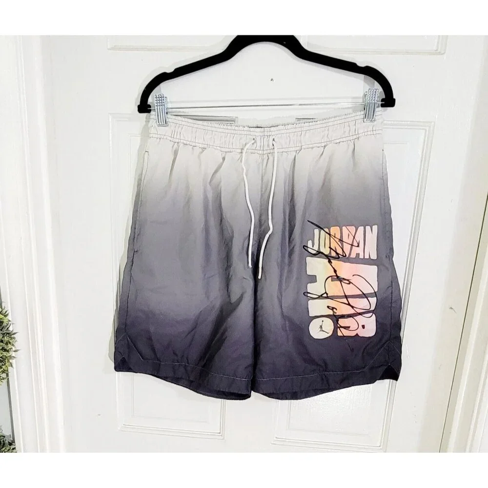 Air Jordan‎ Mens Gray Ombre DNA Poolside Shorts Drawstring Waist Lined Size M